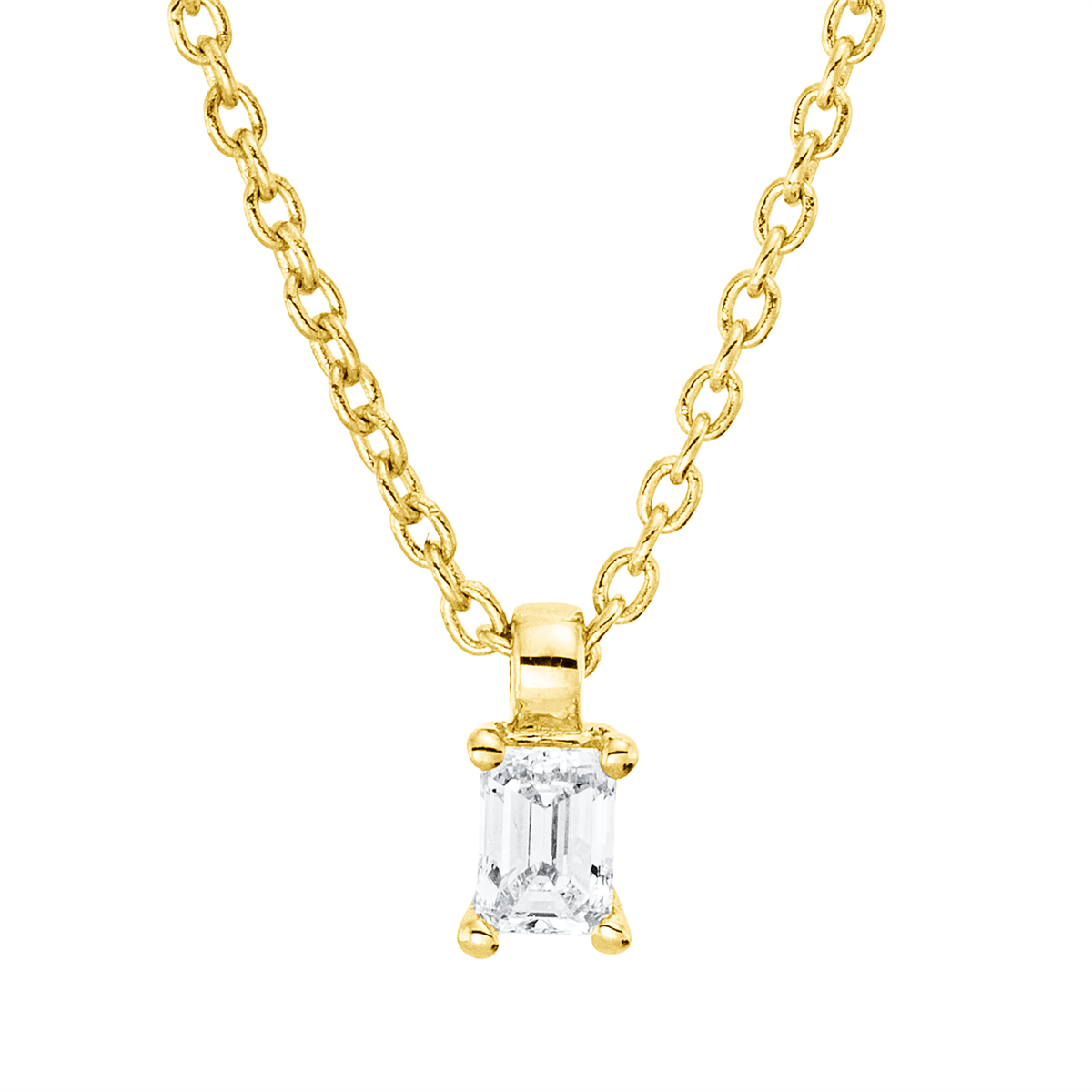Solitaire Collier 4er-Krappe 18kt Gelbgold mit ZÖ 42 cm mit 0,09ct Diamanten