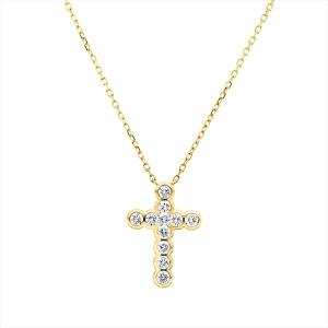 Collier 18 kt GG Kreuz, mit ZÖ 40,6 cm