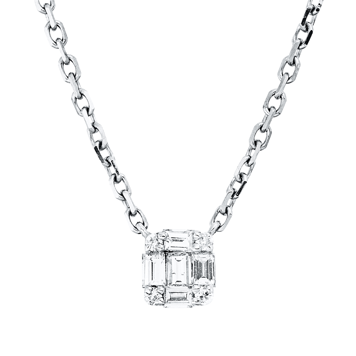 Collier 18 kt WG, mit ZÖ 40 cm + 43 cm