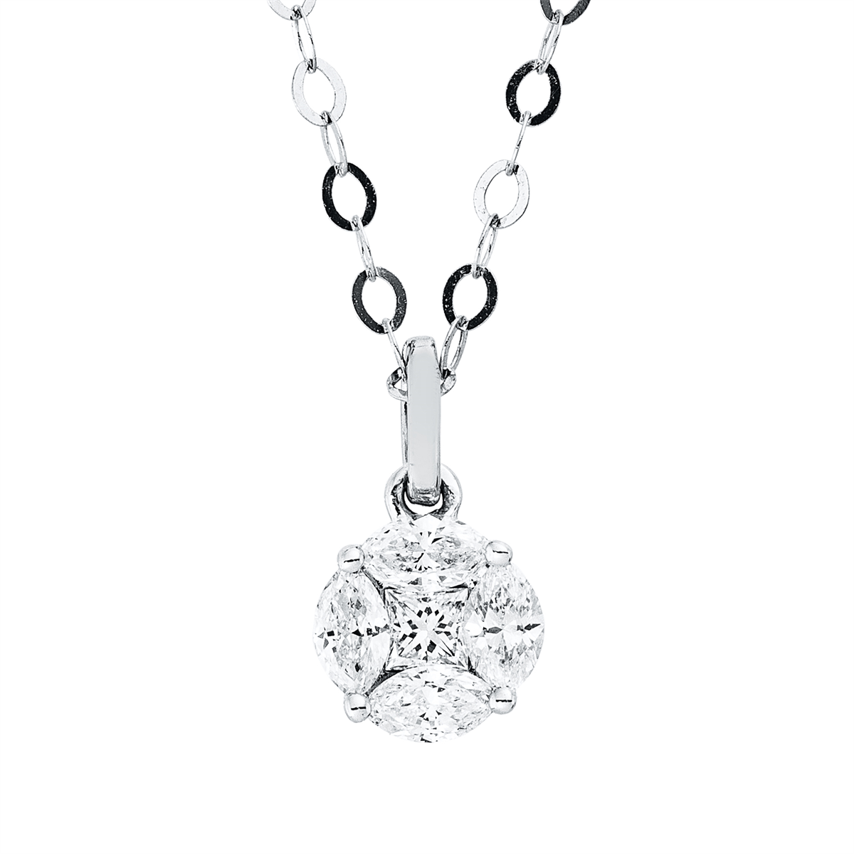 Collier 18 kt WG, mit ZÖ 46 cm + 48 cm