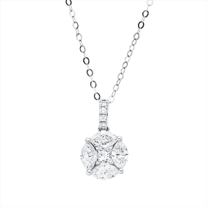 Collier 18 kt WG, mit ZÖ 46 cm + 48 cm