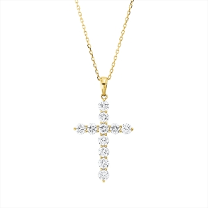 Collier 18 kt GG Kreuz, mit ZÖ 46 cm