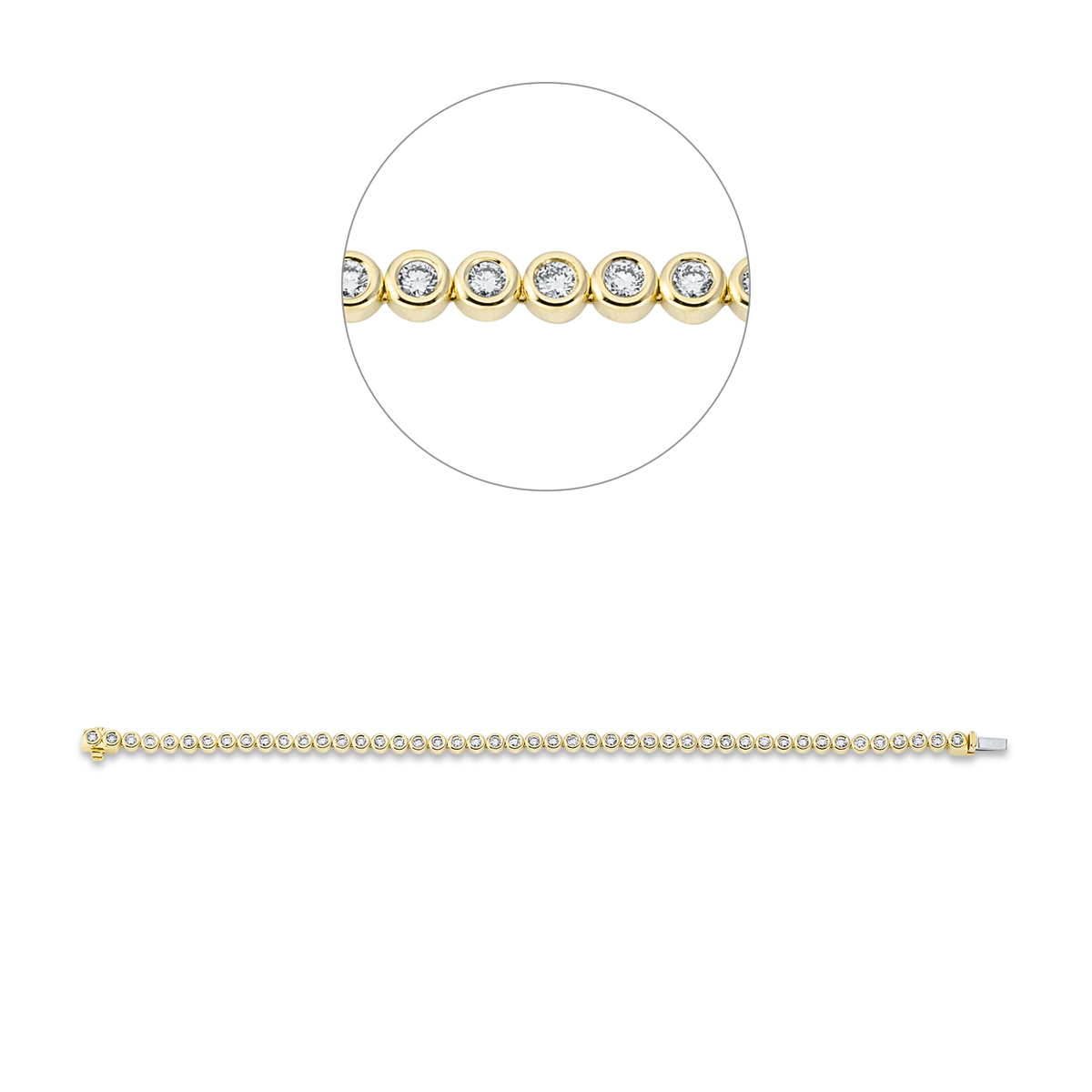 Tennisarmband Zarge 18kt Gelbgold / Weißgold with American Lock mit 2,00ct Diamanten