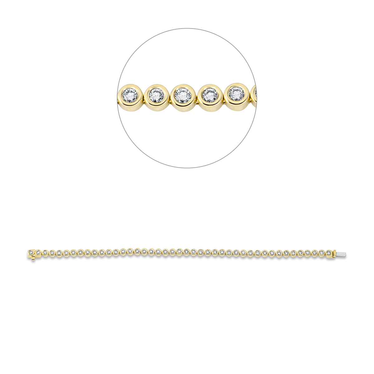 Tennisarmband Zarge 18kt Gelbgold / Weißgold with American Lock mit 2,50ct Diamanten