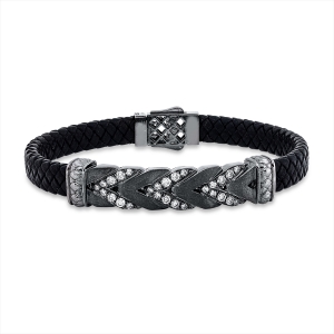 Armband 14 kt WG schwarz rhodiniert, mattiert,schwarzes Ba