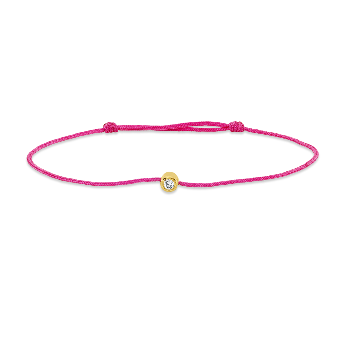 Armband 18 kt GG, pink cord 15,5-19,5cm