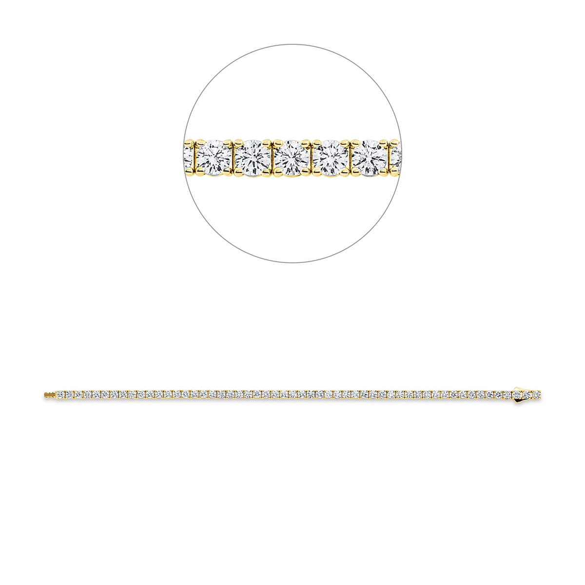 Tennisarmband 4er-Krappe 18kt Gelbgold Premium Edition mit 4,86ct Diamanten