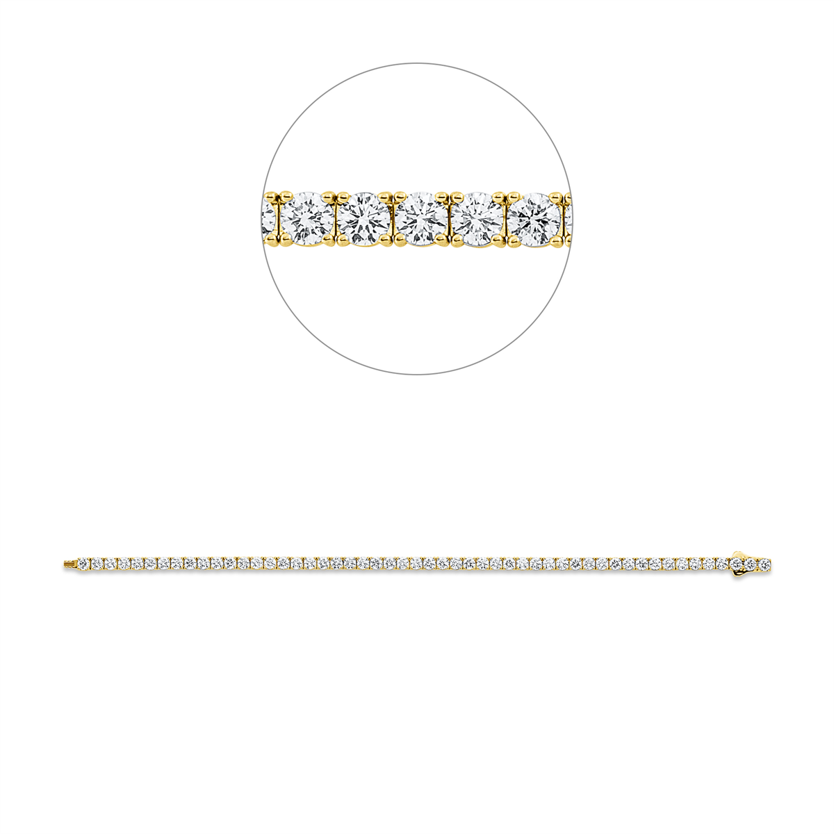 Tennisarmband 4er-Krappe 18kt Gelbgold Premium Edition mit 6,24ct Diamanten