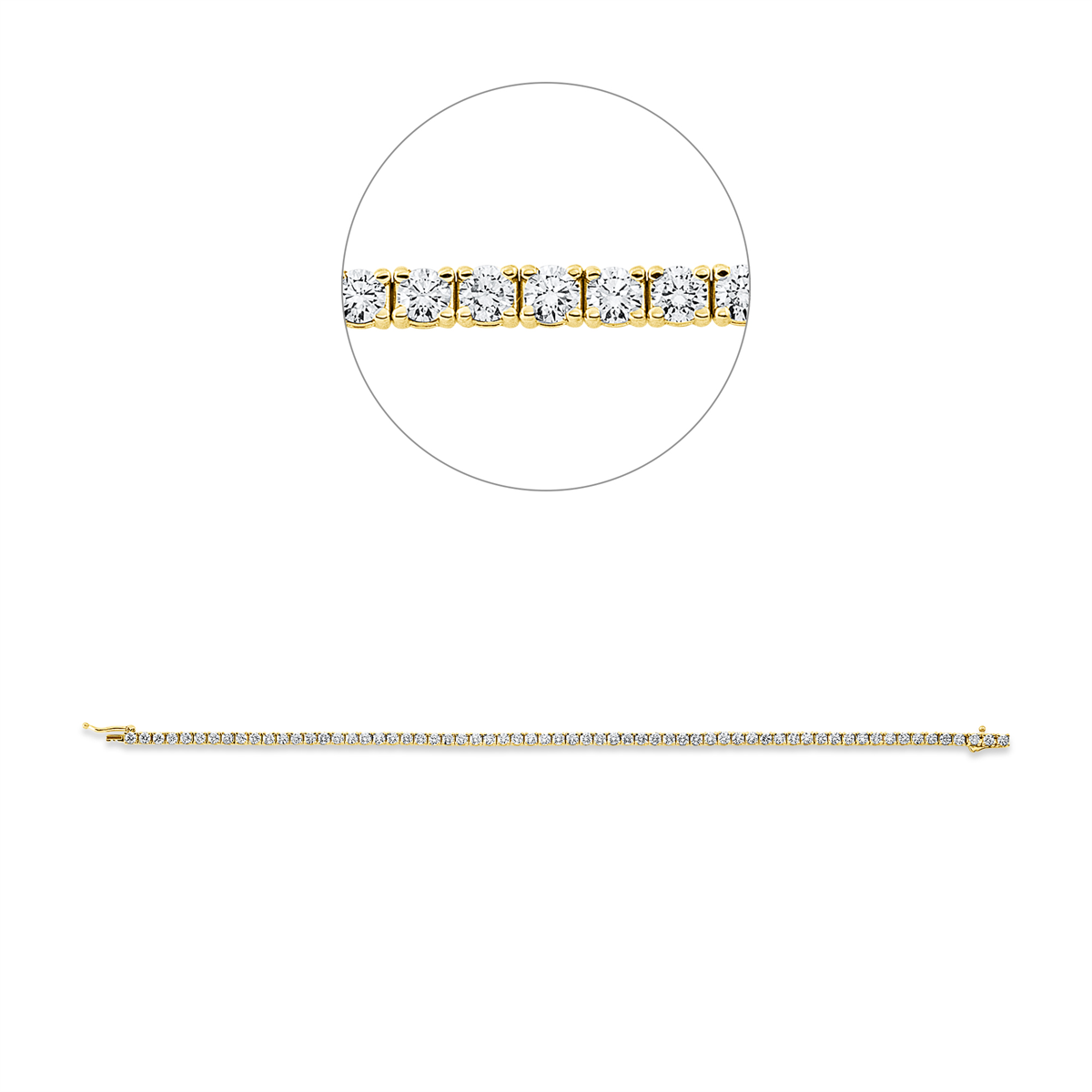 Tennisarmband 4er-Krappe 18kt Gelbgold Premium Edition mit 4,32ct Diamanten