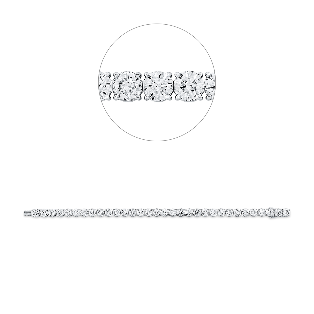 Tennisarmband 4er-Krappe 18kt Weißgold Premium Edition, 32 GIA's mit 19,33ct Diamanten