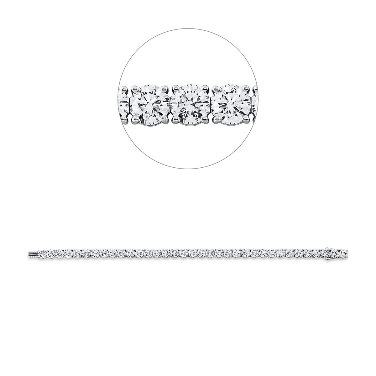 Tennisarmband 4er-Krappe 18kt Weißgold Premium Edition, 35 GIA's mit 17,59ct Diamanten