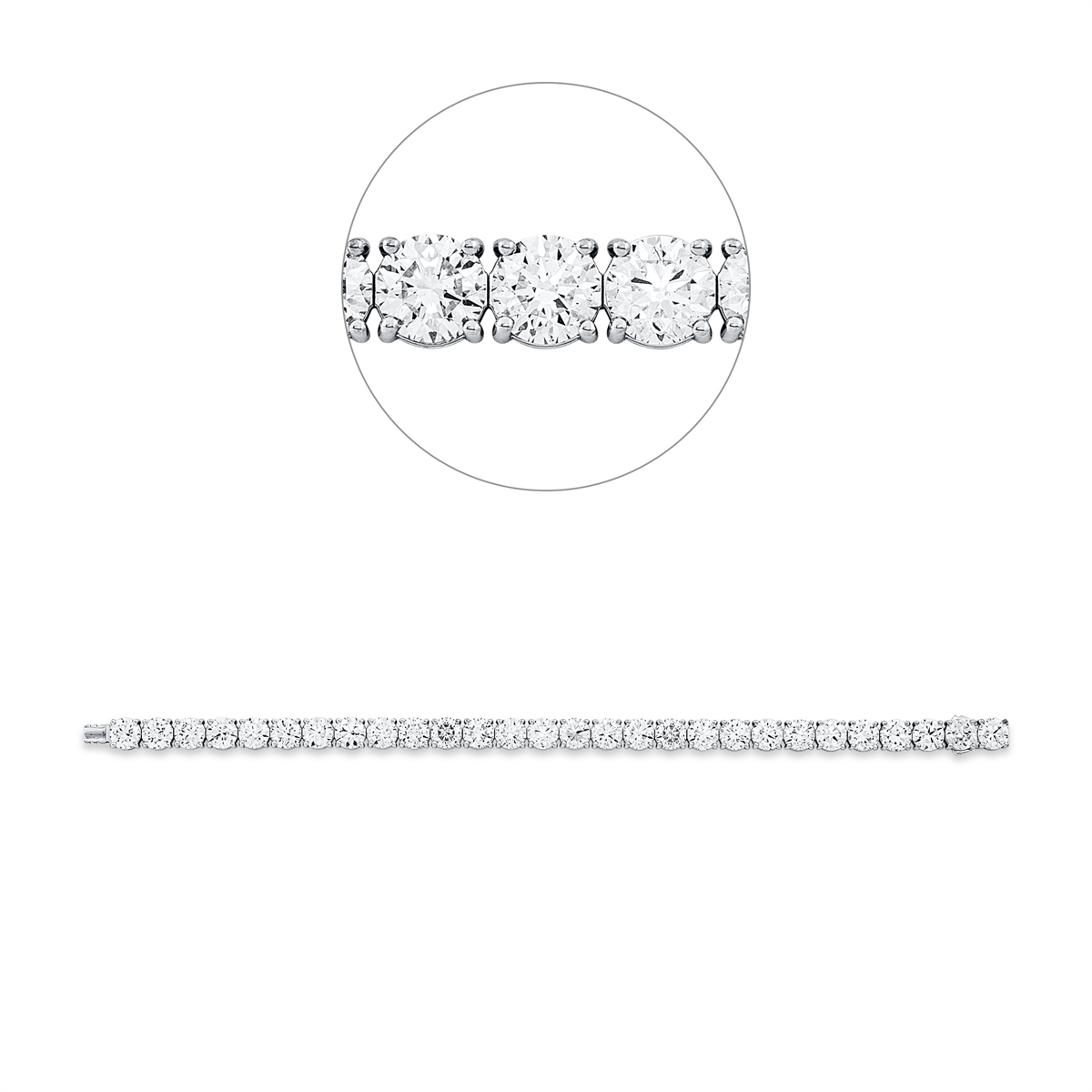 Tennisarmband 4er-Krappe 18kt Weißgold Premium Edition, 28 GIA's mit 28,10ct Diamanten