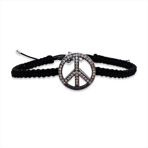 Armband 18 kt WG, schwarzes cord