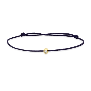 Armband Zarge 18 kt GG, dark lila cord 15,5-19,5 cm