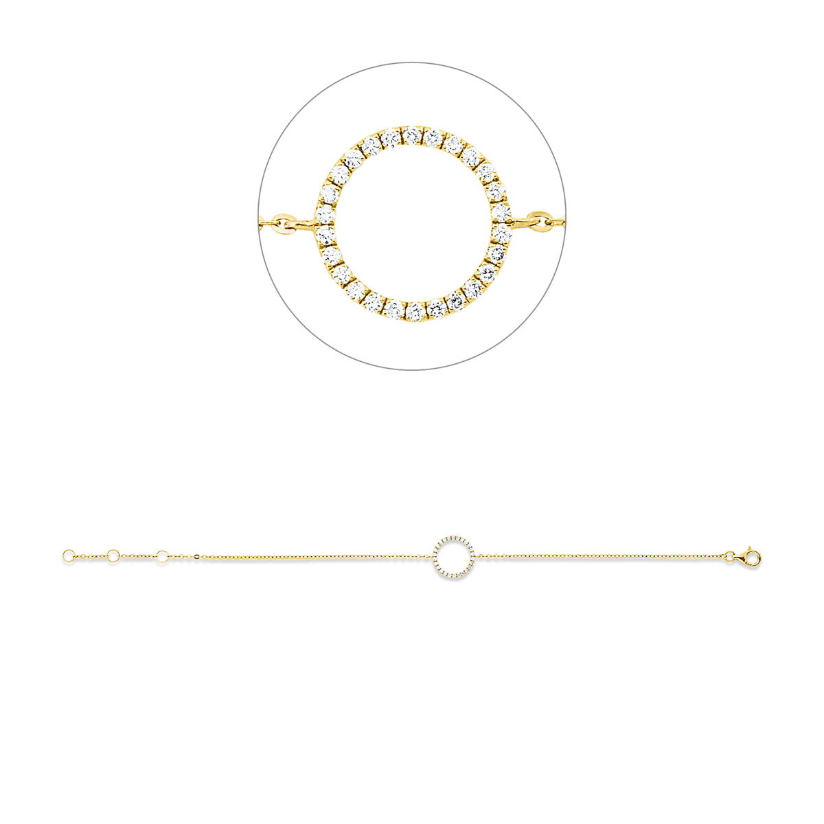 Armband 18 kt GG, mit ZÖ 15 cm + 16,5 cm