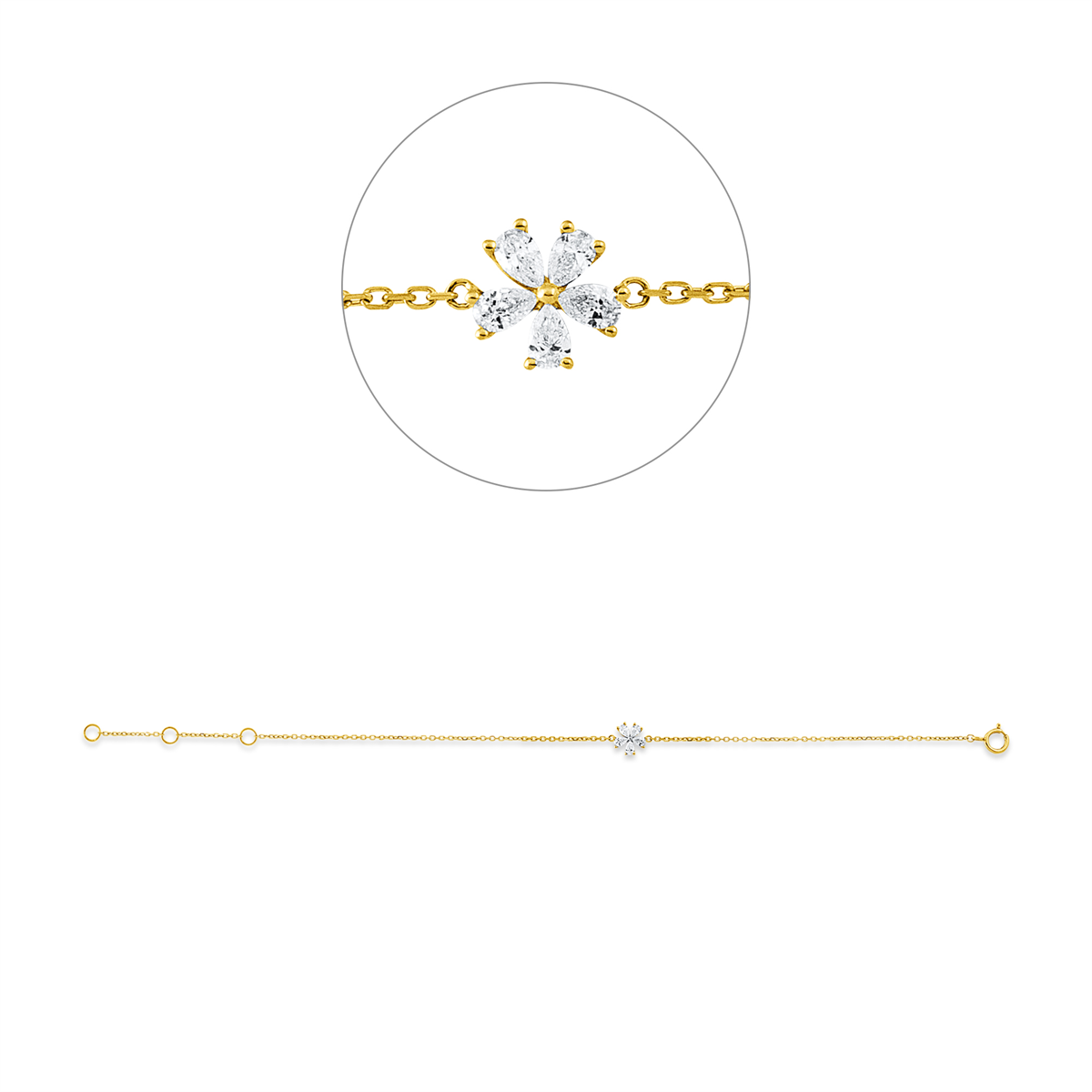 Armband 18 kt GG, mit ZÖ 15 cm + 16,5 cm