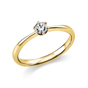 Solitaire Ring 6er-Krappe 18kt Gelbgold mit 0,20ct Diamanten