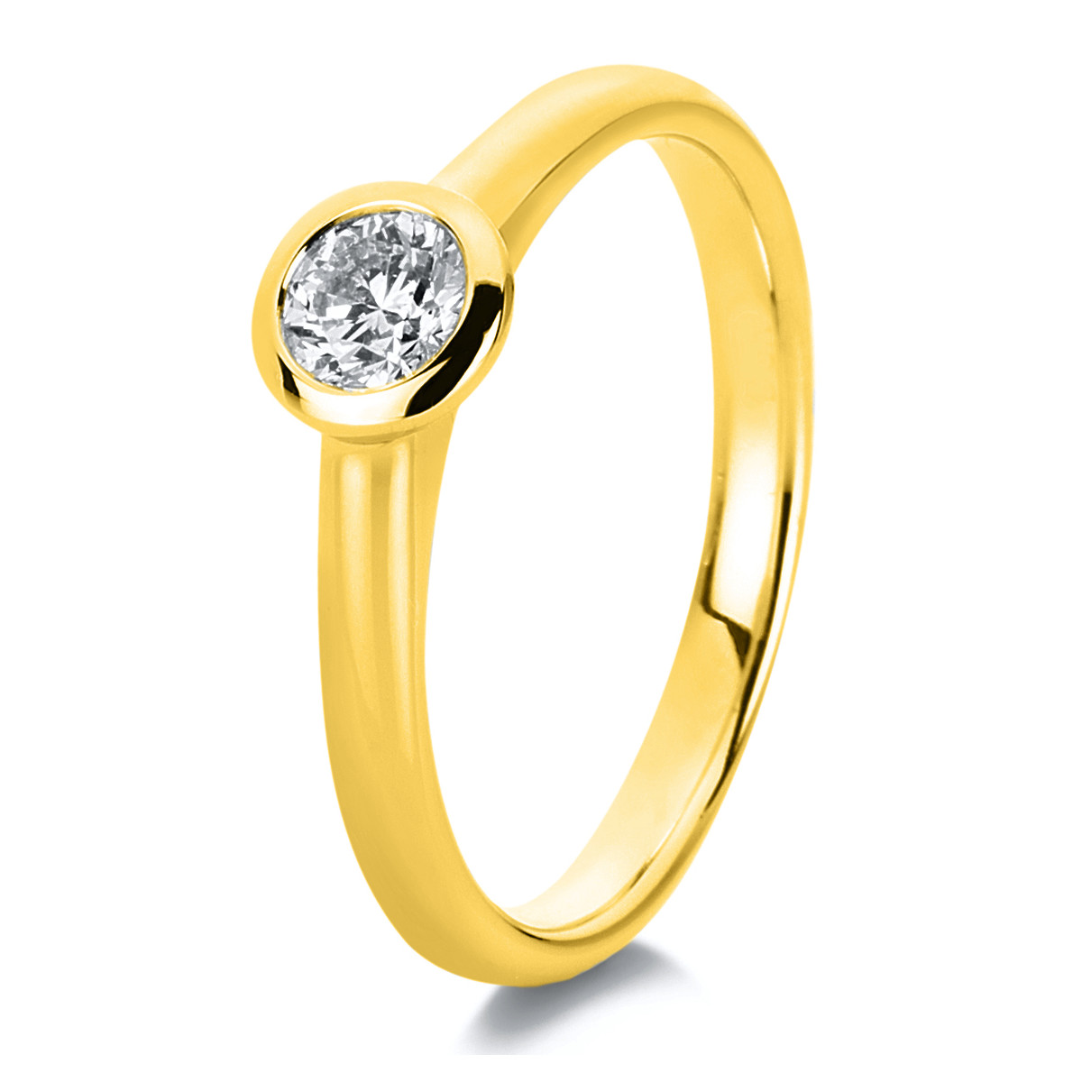 Solitaire Ring Zarge 18kt Gelbgold GIA1409251440 mit 0,30ct Diamanten