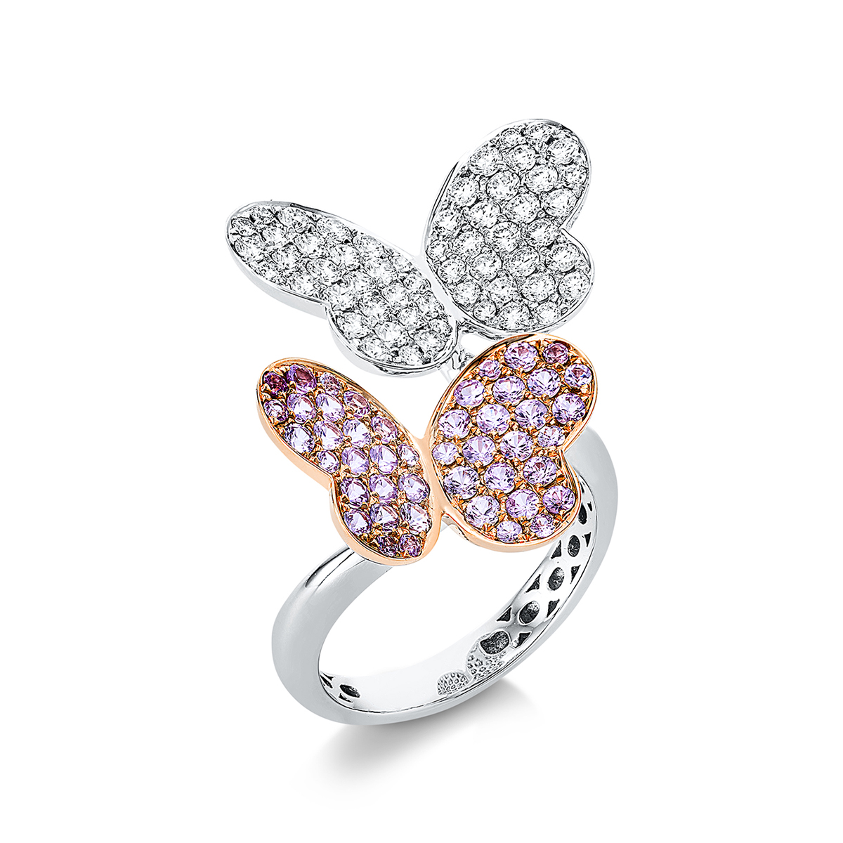 Ring 18 kt WG+RG Schmetterling