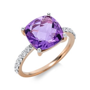 Ring 4er-Krappe 18 kt RG, Fassung rhodiniert