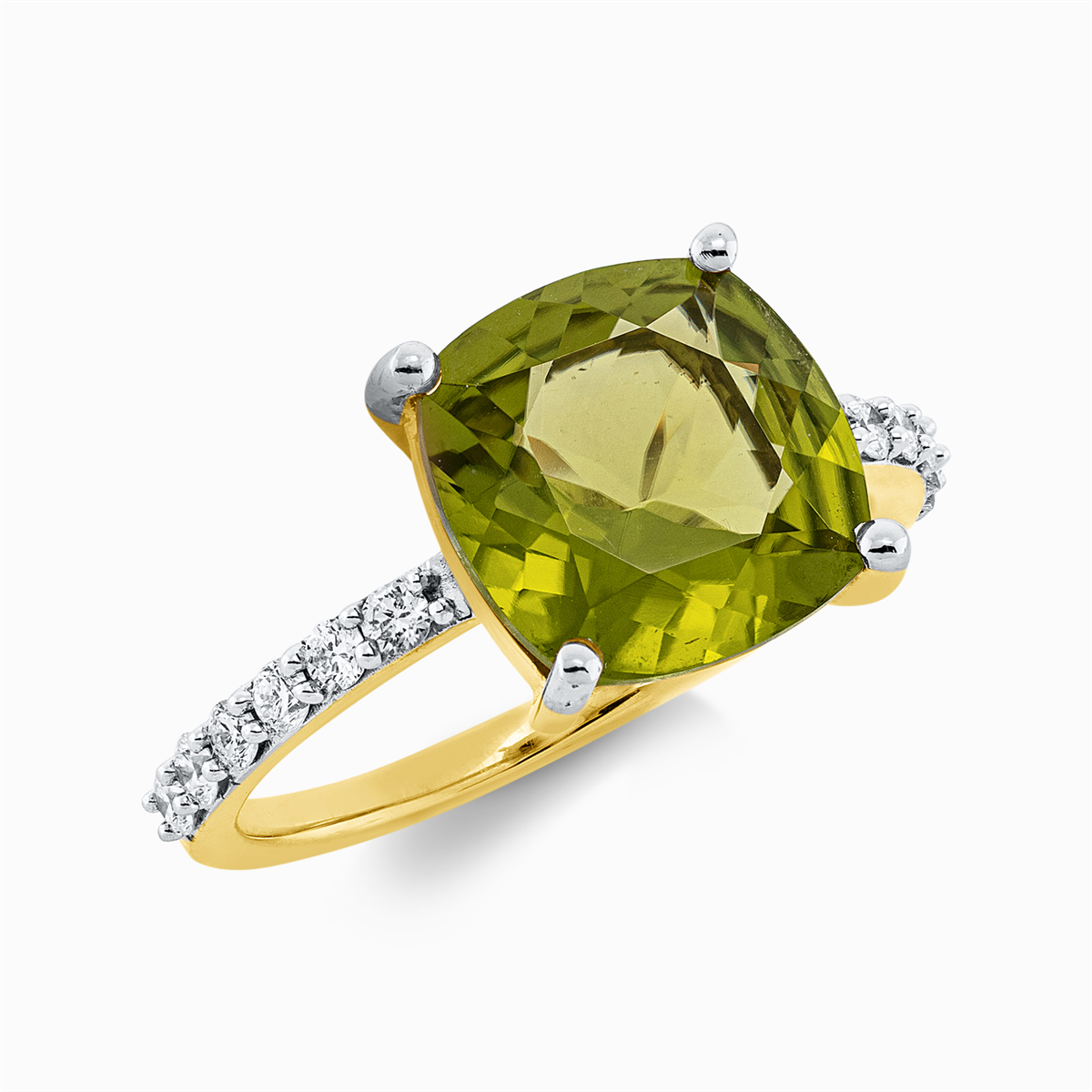 Ring 4er-Krappe 18 kt GG, Fassung rhodiniert