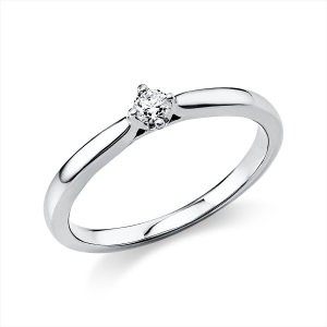 Solitaire Ring 4er-Krappe 950PL Platin mit 0,10ct Diamanten