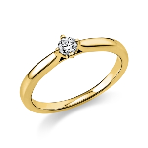 Solitaire Ring 4er-Krappe 18kt Gelbgold mit 0,15ct Diamanten