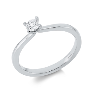 Solitaire Ring 4er-Krappe 18kt Weißgold mit 0,27ct Diamanten