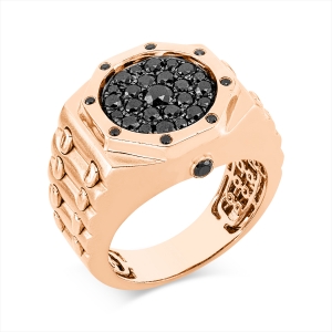 Ring 18 kt RG, Fassung teils schwarz rhodinie