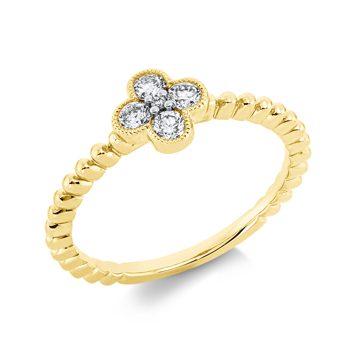 Ring 18 kt GG, Fassung rhodiniert