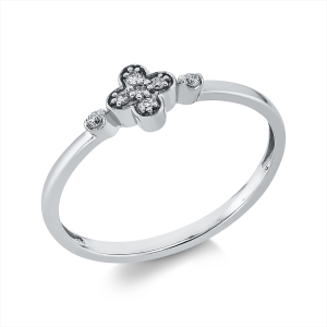 Ring 18 kt GG, Fassung rhodiniert