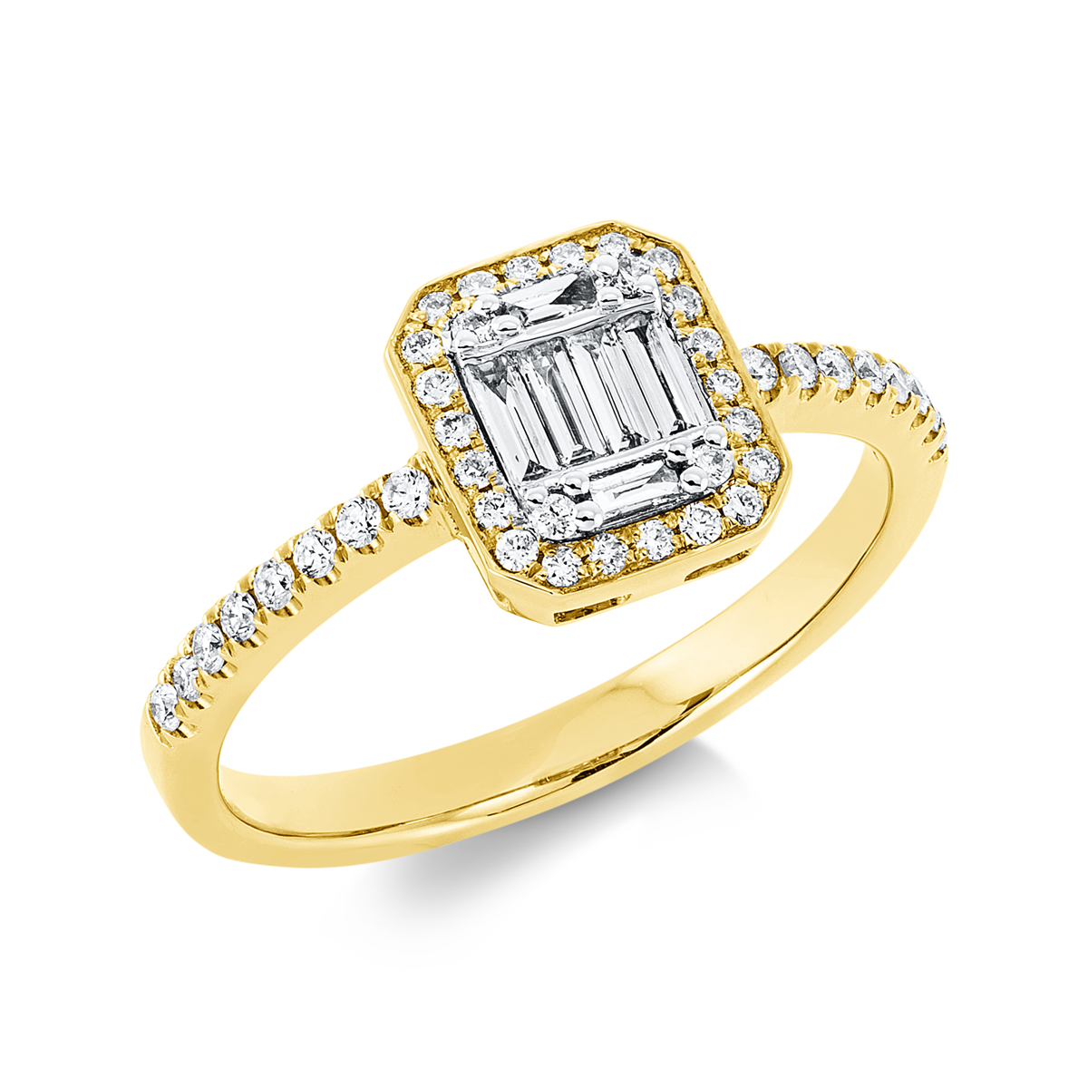 Ring 18 kt GG, Fassung rhodiniert