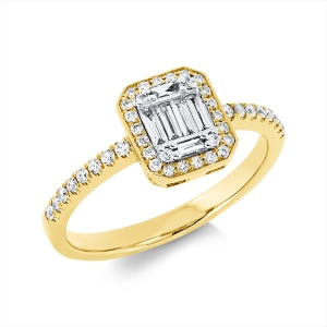 Ring 18 kt GG, Fassung rhodiniert