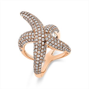 Pavé Ring  18kt Rotgold  Stern mit 2,97ct Diamanten