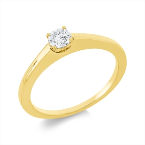 Solitaire Ring 4er-Krappe 18kt Gelbgold mit 0,25ct Diamanten