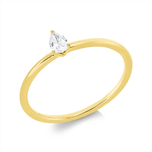 Solitaire Ring 3er-Krappe 18kt Gelbgold mit 0,16ct Diamanten