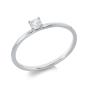 Solitaire Ring 4er-Krappe 18kt Weißgold mit 0,15ct Diamanten