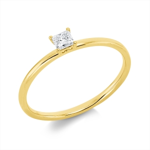 Solitaire Ring 4er-Krappe 18kt Gelbgold mit 0,15ct Diamanten