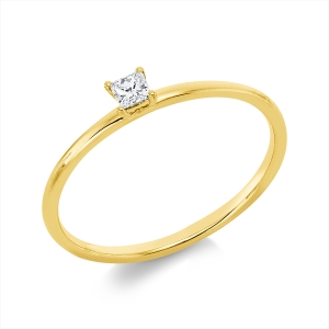 Solitaire Ring 4er-Krappe 18kt Gelbgold mit 0,10ct Diamanten
