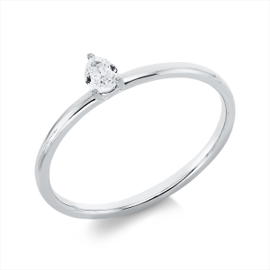 Solitaire Ring 3er-Krappe 18kt Weißgold mit 0,14ct Diamanten