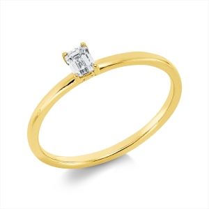 Solitaire Ring 4er-Krappe 18kt Gelbgold mit 0,21ct Diamanten