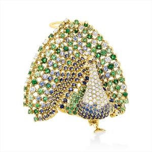 Ring 18 kt GG Pfauen