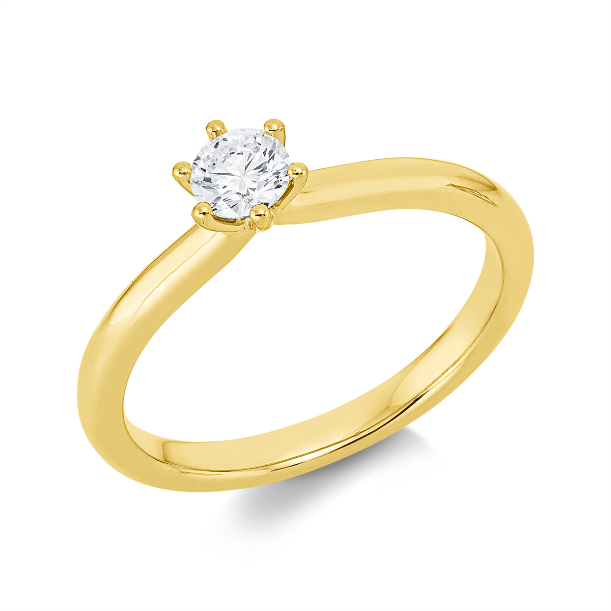 Solitaire Ring 6er-Krappe 18kt Gelbgold GIA2537029172 mit 0,30ct Diamanten