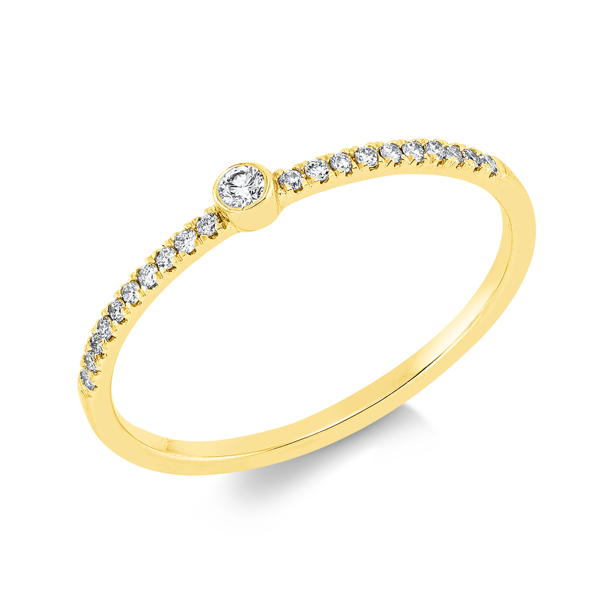 Ring 18 kt GG, Fassung rhodiniert