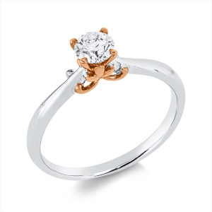 Solitaire Ring  18kt Weißgold / Rotgold mit 0,36ct Diamanten