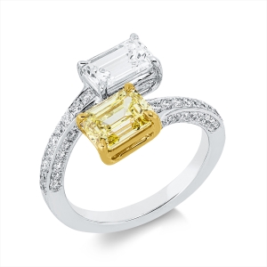 Ring 4er-Krappe 18 kt WG+GG, 2 GIA's