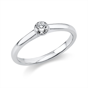 Solitaire Ring Zarge 14kt Weißgold mit 0,20ct Diamanten