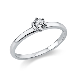 Solitaire Ring 6er-Krappe 14kt Weißgold mit 0,25ct Diamanten