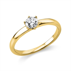 Solitaire Ring 6er-Krappe 18kt Gelbgold GIA2496673390 mit 0,30ct Diamanten