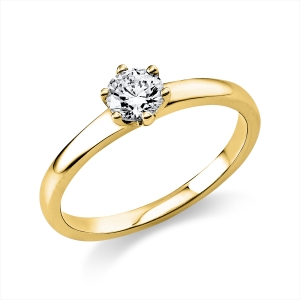 Solitaire Ring 6er-Krappe 18kt Gelbgold GIA2196102455 mit 0,40ct Diamanten